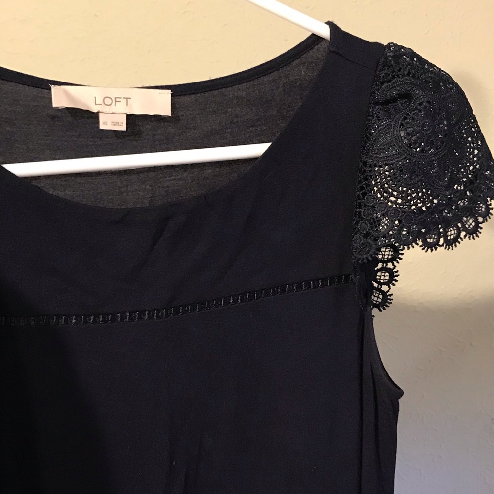 Loft Navy Blue Lace Sleeve Dress